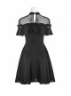 Gothic Female Black Lotus Leaf Stitching Lace Dress