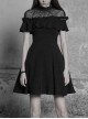 Gothic Female Black Lotus Leaf Stitching Lace Dress