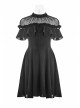 Gothic Female Black Lotus Leaf Stitching Lace Dress