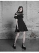 Gothic Female Black Lotus Leaf Stitching Lace Dress