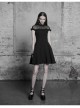 Gothic Female Black Lotus Leaf Stitching Lace Dress