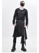 Side Leather Loop Mesh Rivet Irregular Hem Gray Punk Faded Corduroy Wrapped Kilt