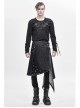 Side Leather Loop Mesh Rivet Irregular Hem Gray Punk Faded Corduroy Wrapped Kilt
