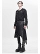 Side Leather Loop Mesh Rivet Irregular Hem Gray Punk Faded Corduroy Wrapped Kilt