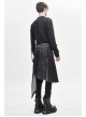 Side Leather Loop Mesh Rivet Irregular Hem Gray Punk Faded Corduroy Wrapped Kilt