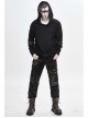 Worn-Out Long Sleeve Elbow Leather Strip Lace-Up Brown Punk Hooded Coarse Knit Sweater