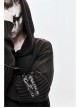 Worn-Out Long Sleeve Elbow Leather Strip Lace-Up Brown Punk Hooded Coarse Knit Sweater