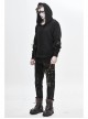 Worn-Out Long Sleeve Elbow Leather Strip Lace-Up Brown Punk Hooded Coarse Knit Sweater