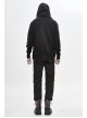 Worn-Out Long Sleeve Elbow Leather Strip Lace-Up Brown Punk Hooded Coarse Knit Sweater