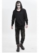 Worn-Out Long Sleeve Elbow Leather Strip Lace-Up Brown Punk Hooded Coarse Knit Sweater