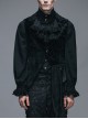 Spun Velvet Chinese Frog Button Floral Spiral Pattern Asymmetrical Hem Lace-Up Black Gothic Waistcoat