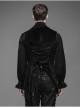 Spun Velvet Chinese Frog Button Floral Spiral Pattern Asymmetrical Hem Lace-Up Black Gothic Waistcoat
