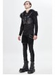 Fur Shawl Chest Loop Side Lace-Up Black Punk Leather Waistcoat