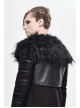 Fur Shawl Chest Loop Side Lace-Up Black Punk Leather Waistcoat
