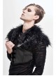 Fur Shawl Chest Loop Side Lace-Up Black Punk Leather Waistcoat