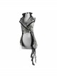 Off White Painted Back Lace-Up Asymmetrical Lace Hem Gothic Waistcoat
