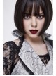 Off White Painted Back Lace-Up Asymmetrical Lace Hem Gothic Waistcoat