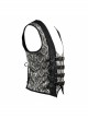 Silver Jacquard Splice Black Heat Seal Backing Chest Loop Back Lace-Up Punk Waistcoat