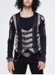 Silver Jacquard Splice Black Heat Seal Backing Chest Loop Back Lace-Up Punk Waistcoat