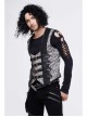 Silver Jacquard Splice Black Heat Seal Backing Chest Loop Back Lace-Up Punk Waistcoat