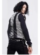 Silver Jacquard Splice Black Heat Seal Backing Chest Loop Back Lace-Up Punk Waistcoat