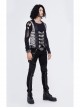 Silver Jacquard Splice Black Heat Seal Backing Chest Loop Back Lace-Up Punk Waistcoat