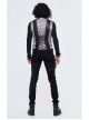 Silver Jacquard Splice Black Heat Seal Backing Chest Loop Back Lace-Up Punk Waistcoat