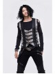 Silver Jacquard Splice Black Heat Seal Backing Chest Loop Back Lace-Up Punk Waistcoat