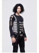 Silver Jacquard Splice Black Heat Seal Backing Chest Loop Back Lace-Up Punk Waistcoat