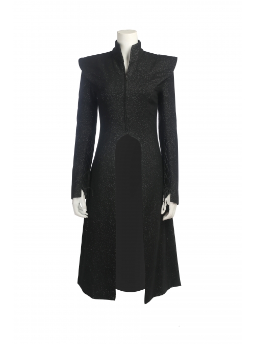 Game Of Thrones Season 7 Dragon Mother Daenerys Targaryen Black Coat Halloween Cosplay Costume Full Set
