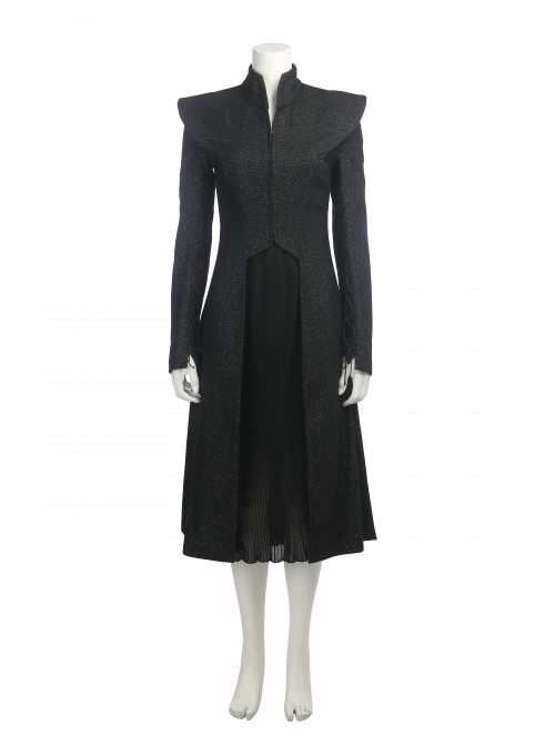 Game Of Thrones Season 7 Dragon Mother Daenerys Targaryen Black Coat Halloween Cosplay Costume Full Set