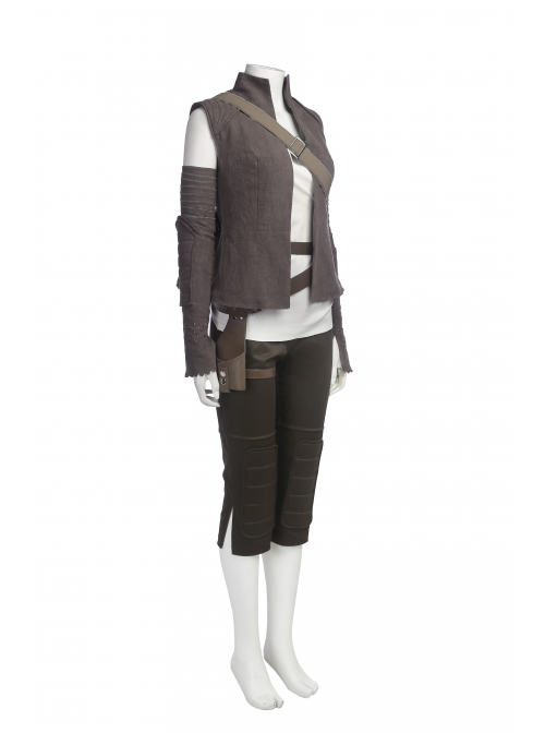 Star Wars The Last Jedi Rey Halloween Cosplay Costume Brown Vest Suit Full Set
