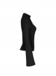 Black Buckle Collar Chest Lace-Up Microphone Sleeves Gothic Skinny T-Shirt