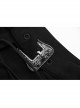 Black Buckle Collar Chest Lace-Up Microphone Sleeves Gothic Skinny T-Shirt