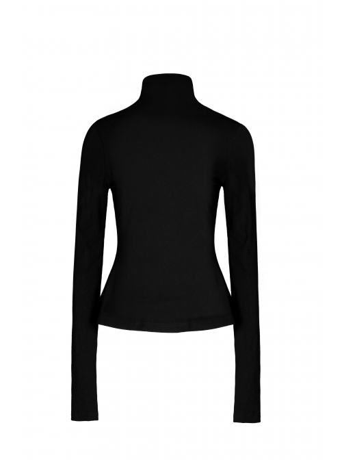 Turtleneck Collect Waist Lace-Up Black Gothic Skinny Bottoming Shirt