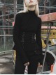 Turtleneck Collect Waist Lace-Up Black Gothic Skinny Bottoming Shirt