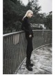 Turtleneck Collect Waist Lace-Up Black Gothic Skinny Bottoming Shirt