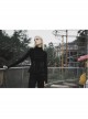 Turtleneck Collect Waist Lace-Up Black Gothic Skinny Bottoming Shirt