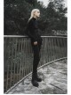 Turtleneck Collect Waist Lace-Up Black Gothic Skinny Bottoming Shirt