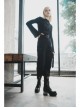 High Collar Chest Crossover Ribbon Small Horn Sleeve Black Short Skinny Gothic Shirt
