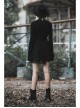 Mock Neck Chest Lace Lace-Up Horn Sleeve Black Skinny Gothic T-Shirt