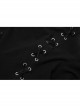 Mock Neck Chest Lace Lace-Up Horn Sleeve Black Skinny Gothic T-Shirt