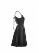 Gothic Female Black Lace Up Chiffon Slip Dress