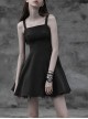 Gothic Female Black Lace Up Chiffon Slip Dress