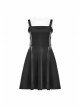 Gothic Female Black Lace Up Chiffon Slip Dress