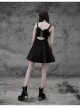 Gothic Female Black Lace Up Chiffon Slip Dress