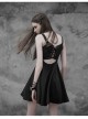 Gothic Female Black Lace Up Chiffon Slip Dress