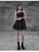 Gothic Female Black Lace Up Chiffon Slip Dress
