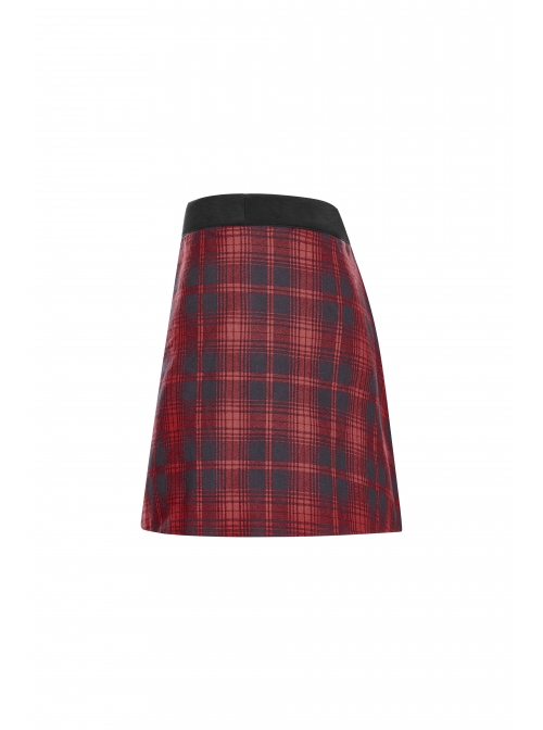 Steam Punk Female Lattice Pleated Patchwork Skirt