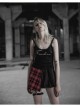Steam Punk Female Lattice Pleated Patchwork Skirt